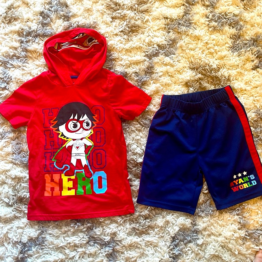 Ryan’s World shirt and shorts set.